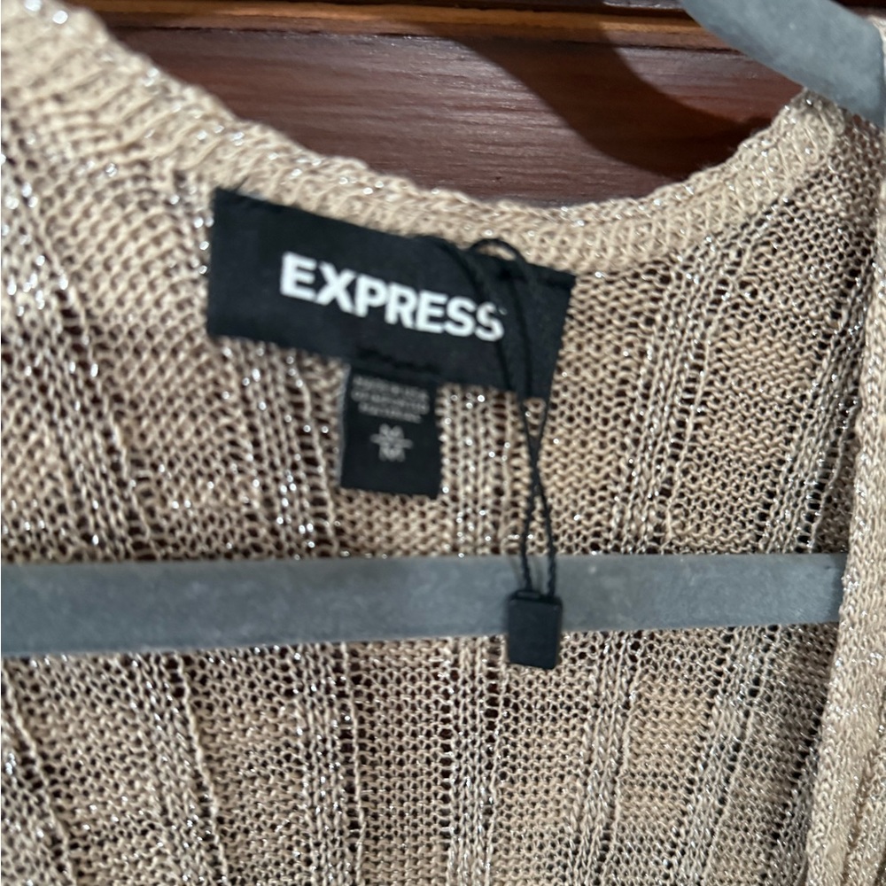 Express Beige Ribbed Cardigan - Picture 3 of 9